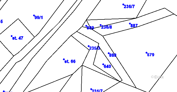 Parcela st. 235/3 v KÚ Stav, Katastrální mapa