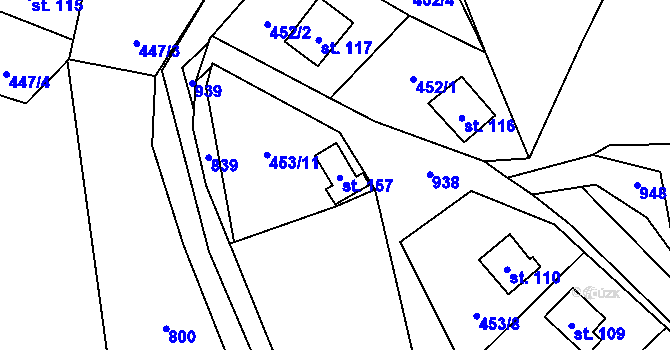 Parcela st. 453/13 v KÚ Stav, Katastrální mapa