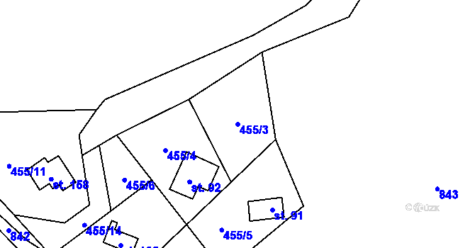Parcela st. 455/3 v KÚ Stav, Katastrální mapa