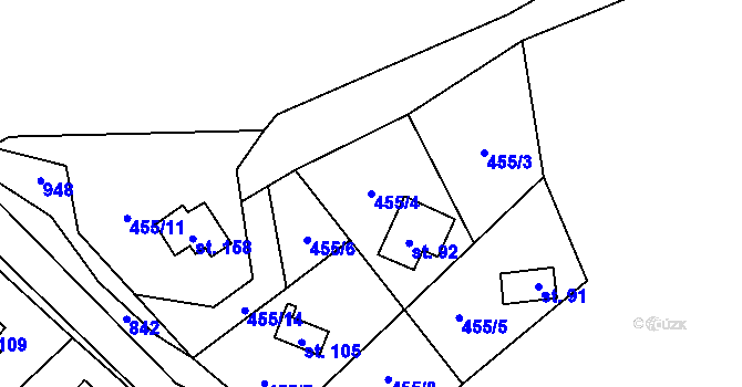 Parcela st. 455/4 v KÚ Stav, Katastrální mapa