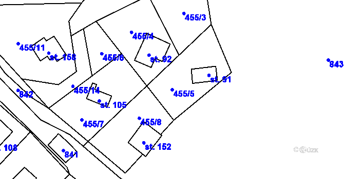 Parcela st. 455/5 v KÚ Stav, Katastrální mapa