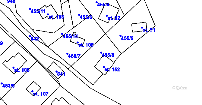 Parcela st. 455/8 v KÚ Stav, Katastrální mapa