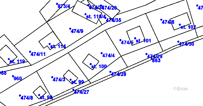 Parcela st. 474/4 v KÚ Stav, Katastrální mapa