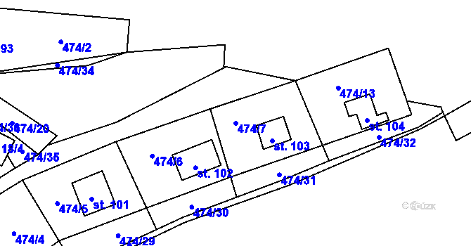 Parcela st. 474/7 v KÚ Stav, Katastrální mapa