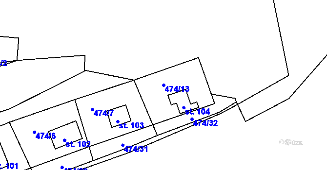 Parcela st. 474/13 v KÚ Stav, Katastrální mapa
