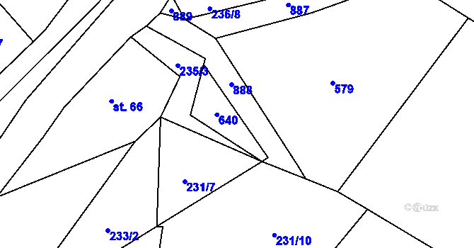 Parcela st. 235/10 v KÚ Stav, Katastrální mapa