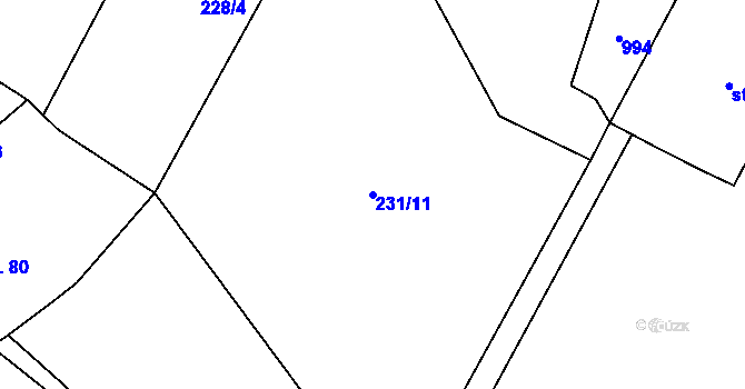 Parcela st. 231/11 v KÚ Stav, Katastrální mapa