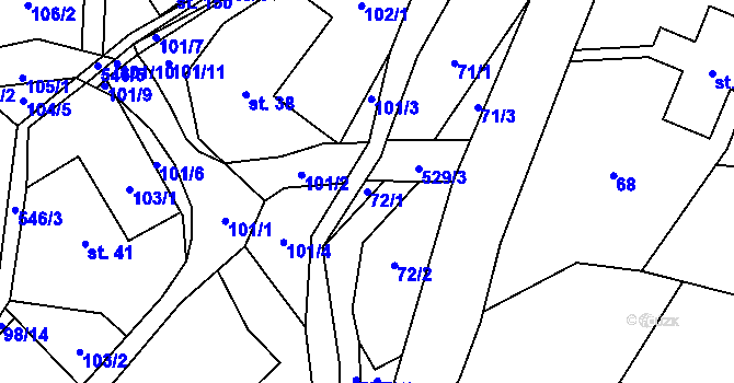 Parcela st. 72/1 v KÚ Stav, Katastrální mapa