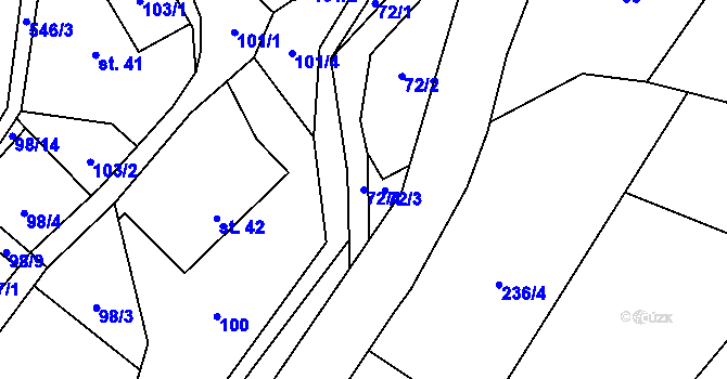 Parcela st. 72/4 v KÚ Stav, Katastrální mapa