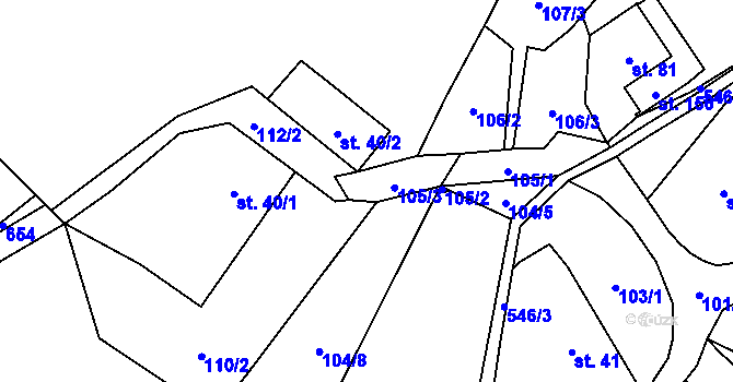 Parcela st. 112/1 v KÚ Stav, Katastrální mapa