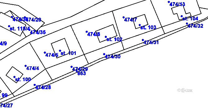Parcela st. 474/30 v KÚ Stav, Katastrální mapa