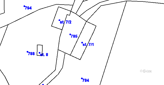 Parcela st. 7/1 v KÚ Stav, Katastrální mapa