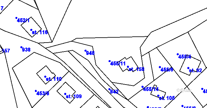 Parcela st. 455/18 v KÚ Stav, Katastrální mapa