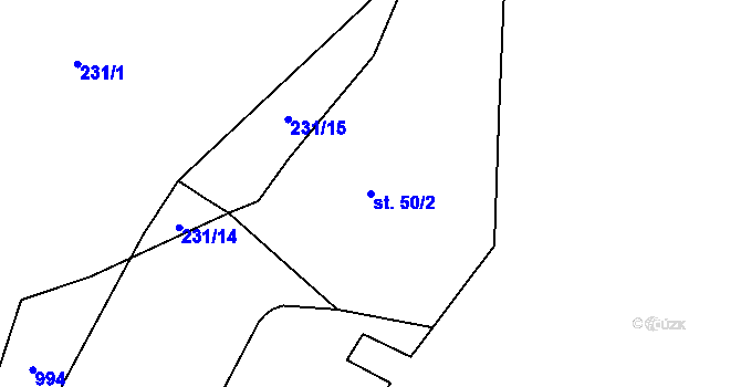 Parcela st. 50/2 v KÚ Stav, Katastrální mapa