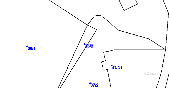 Parcela st. 36/2 v KÚ Stav, Katastrální mapa