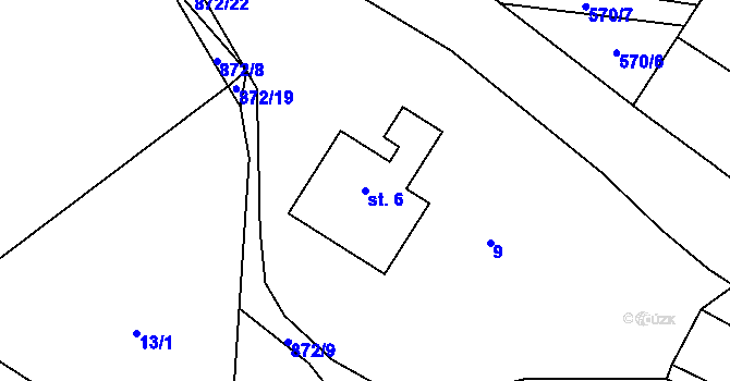 Parcela st. 6 v KÚ Úbislavice, Katastrální mapa