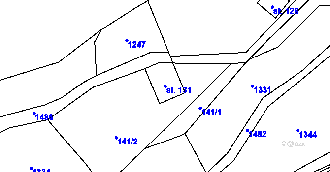 Parcela st. 131 v KÚ Úbislavice, Katastrální mapa