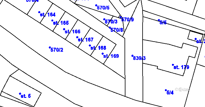 Parcela st. 169 v KÚ Úbislavice, Katastrální mapa