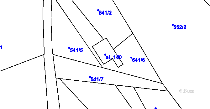 Parcela st. 180 v KÚ Úbislavice, Katastrální mapa