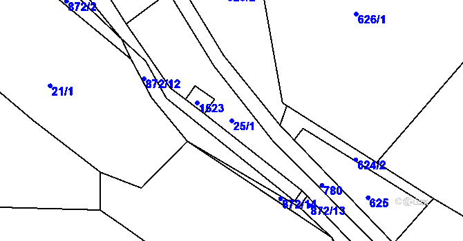Parcela st. 25/1 v KÚ Úbislavice, Katastrální mapa