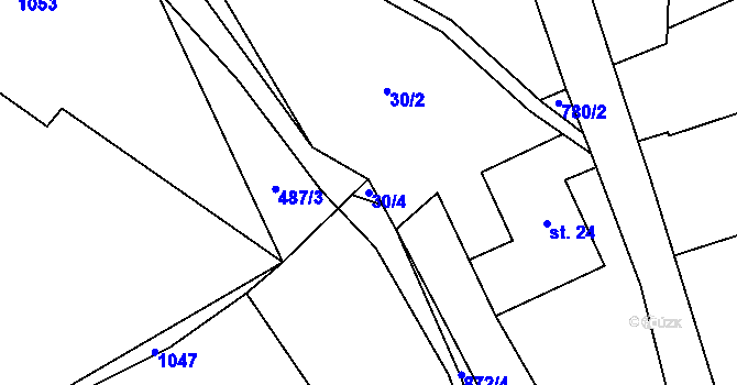 Parcela st. 30/4 v KÚ Úbislavice, Katastrální mapa