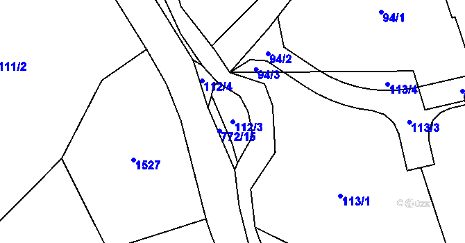 Parcela st. 112/3 v KÚ Úbislavice, Katastrální mapa