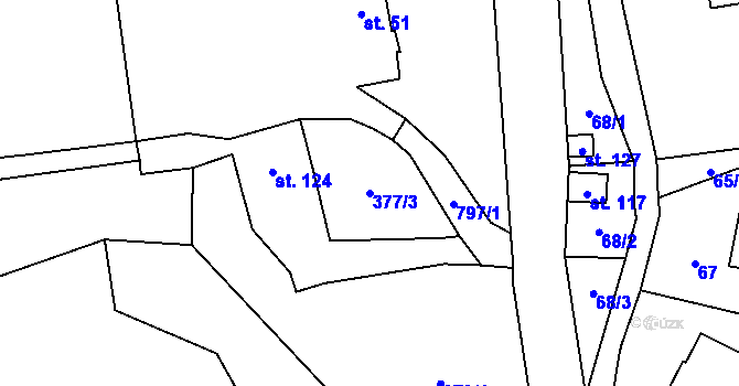 Parcela st. 377/3 v KÚ Úbislavice, Katastrální mapa