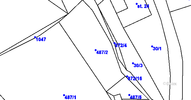 Parcela st. 487/2 v KÚ Úbislavice, Katastrální mapa