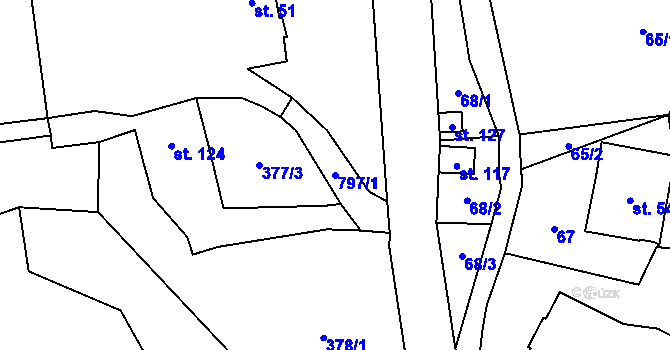 Parcela st. 797/1 v KÚ Úbislavice, Katastrální mapa