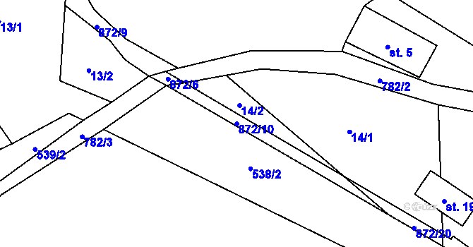Parcela st. 872/10 v KÚ Úbislavice, Katastrální mapa