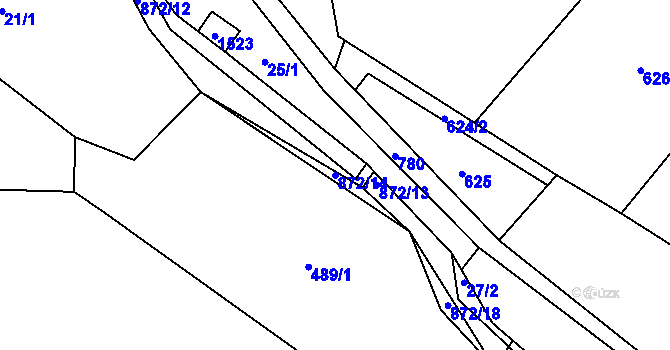 Parcela st. 872/14 v KÚ Úbislavice, Katastrální mapa