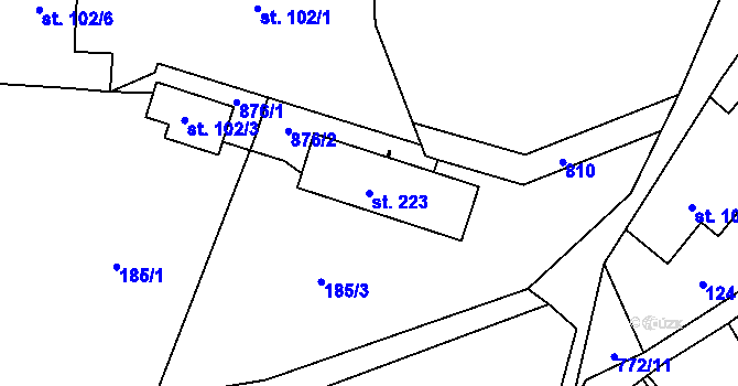 Parcela st. 223 v KÚ Úbislavice, Katastrální mapa