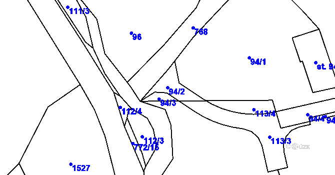 Parcela st. 94/2 v KÚ Úbislavice, Katastrální mapa