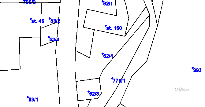 Parcela st. 62/4 v KÚ Úbislavice, Katastrální mapa