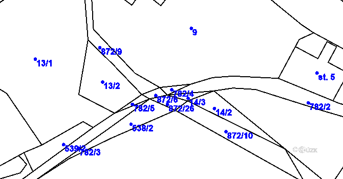 Parcela st. 782/4 v KÚ Úbislavice, Katastrální mapa