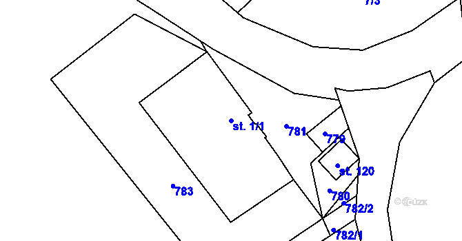 Parcela st. 1/1 v KÚ Zboží u Nové Paky, Katastrální mapa
