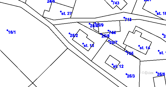 Parcela st. 13 v KÚ Zboží u Nové Paky, Katastrální mapa