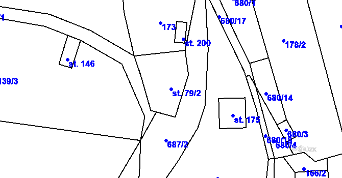 Parcela st. 79/2 v KÚ Zboží u Nové Paky, Katastrální mapa