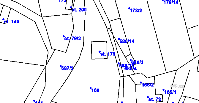 Parcela st. 175 v KÚ Zboží u Nové Paky, Katastrální mapa