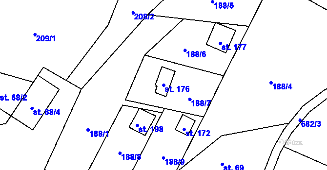 Parcela st. 176 v KÚ Zboží u Nové Paky, Katastrální mapa