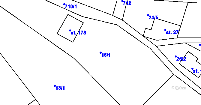 Parcela st. 16/1 v KÚ Zboží u Nové Paky, Katastrální mapa