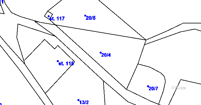 Parcela st. 20/4 v KÚ Zboží u Nové Paky, Katastrální mapa