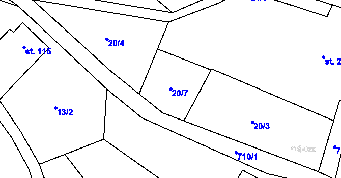 Parcela st. 20/7 v KÚ Zboží u Nové Paky, Katastrální mapa