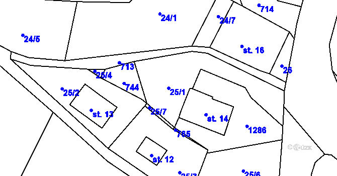Parcela st. 25/1 v KÚ Zboží u Nové Paky, Katastrální mapa