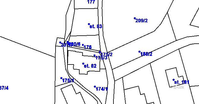Parcela st. 175/2 v KÚ Zboží u Nové Paky, Katastrální mapa