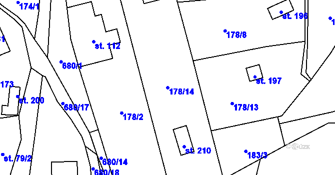 Parcela st. 178/14 v KÚ Zboží u Nové Paky, Katastrální mapa
