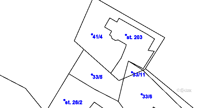 Parcela st. 33/10 v KÚ Zboží u Nové Paky, Katastrální mapa
