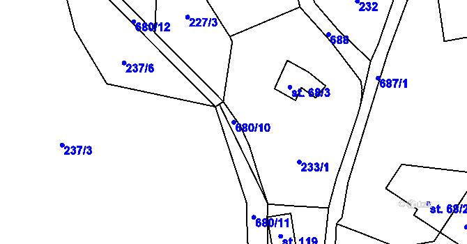 Parcela st. 680/10 v KÚ Zboží u Nové Paky, Katastrální mapa