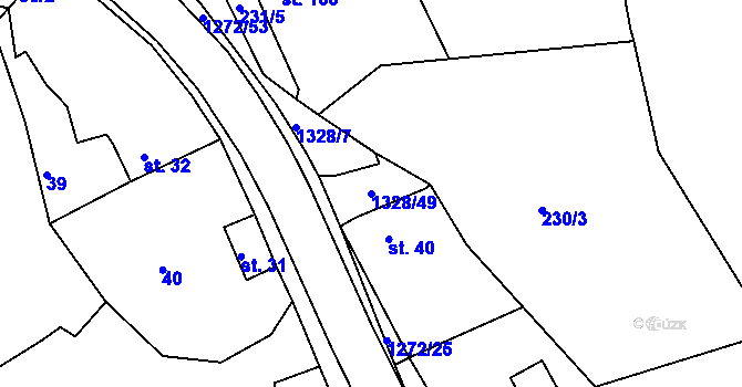 Parcela st. 1328/49 v KÚ Ublo, Katastrální mapa