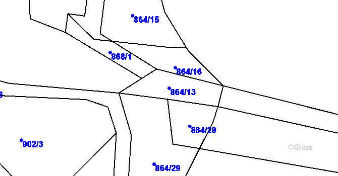 Parcela st. 864/13 v KÚ Ublo, Katastrální mapa